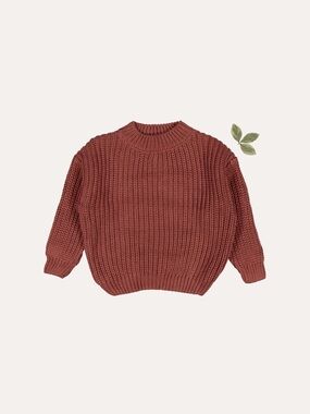 Rust Crewneck Ribbed Girls Sweater